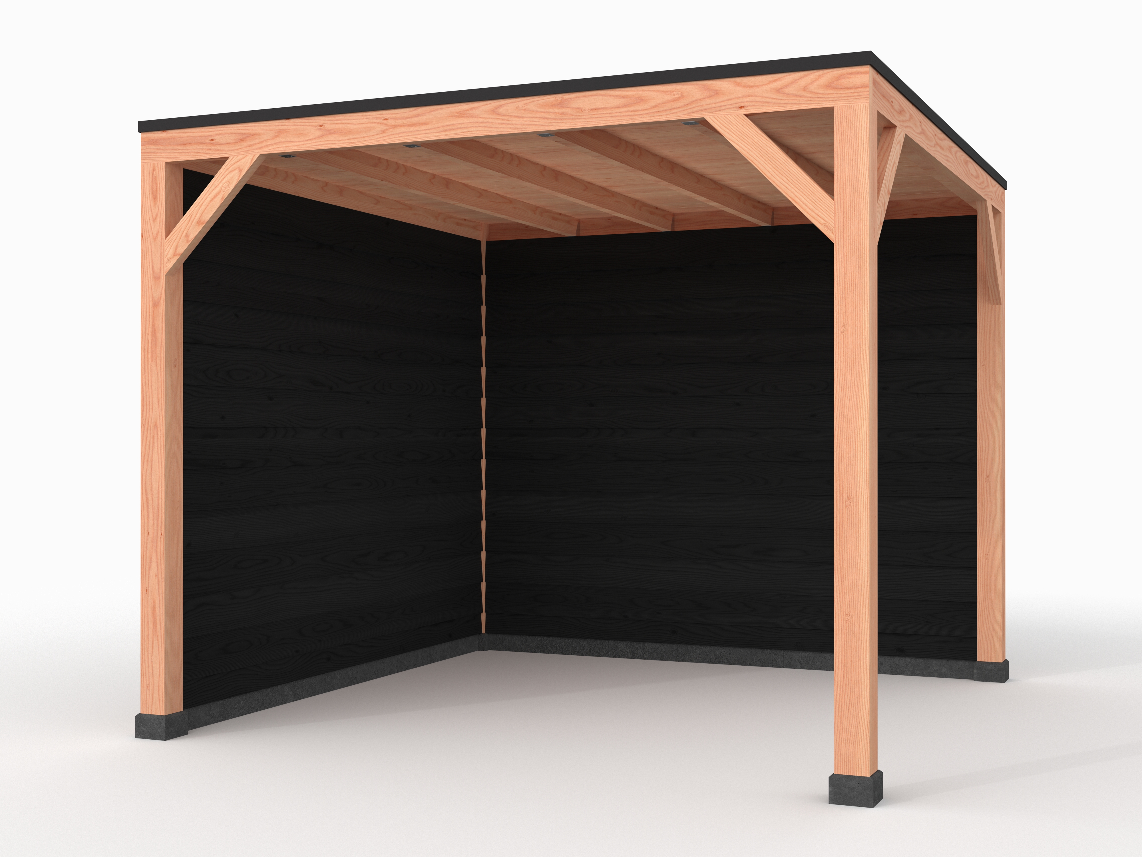 Douglas overkapping, 300 x 300, met zwarte achterwand en zijwand, Westwood Solo - Afbeelding 1